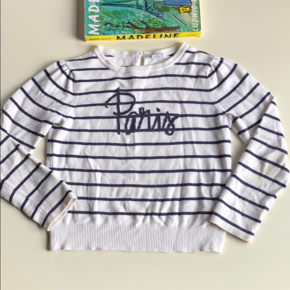 Janie And Jack | White Navy Striped Paris Top | 4